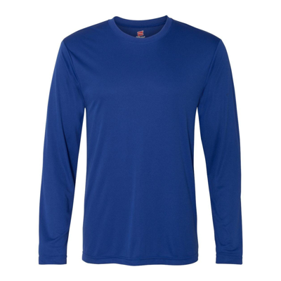 Hanes Cool Dri Long Sleeve Performance T-shirt In Blue
