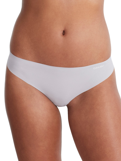 Calvin Klein Women's Invisibles Microfiber Stretch Thong Underwear D3428 In Baby Blue