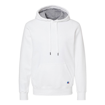 Russell Athletic Cotton Rich Fleece Hooded Sweatshirt In White