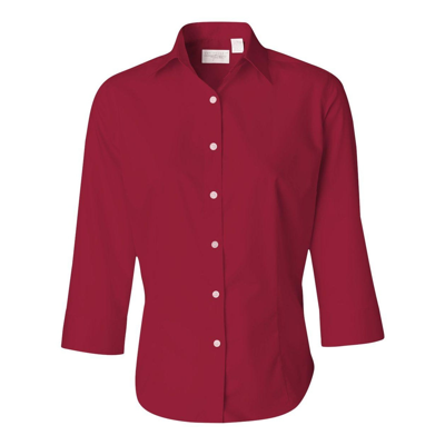 Van Heusen Women's Three-quarter Sleeve Baby Twill Shirt In Red