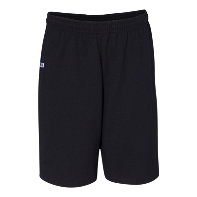 Russell Athletic Essential Jersey Cotton Shorts With Pockets In Black