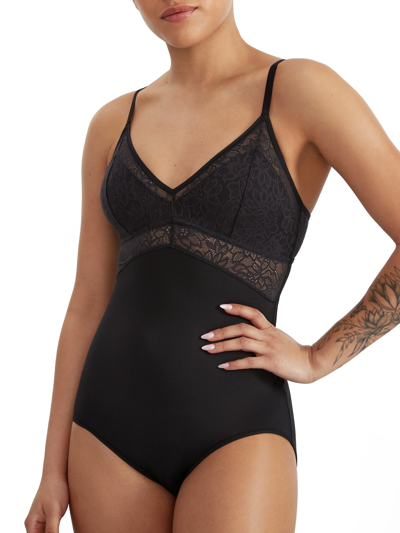 Maidenform Tame Your Tummy Lace Firm Control Bodysuit In Black Lace