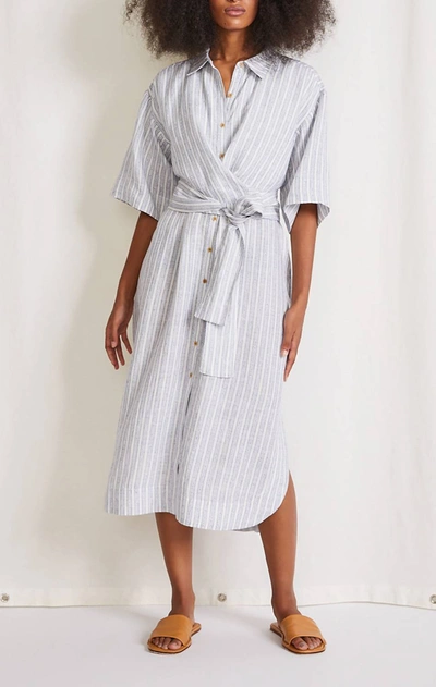 Apiece Apart Nicoya Wrap Dress In Textured Stripe (txstp) In White