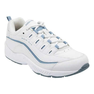 Easy Spirit Romy Leather Walking Shoes - Medium In White Light Blue In White,medium Blue