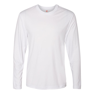 Hanes Cool Dri Long Sleeve Performance T-shirt In White