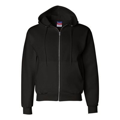 Champion Powerblend Full-zip Hooded Sweatshirt In Black