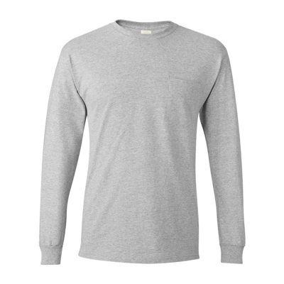 Hanes Authentic Long Sleeve Pocket T-shirt In Orange