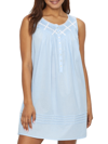 Eileen West Cotton Lace-trim Short Nightgown In Blue