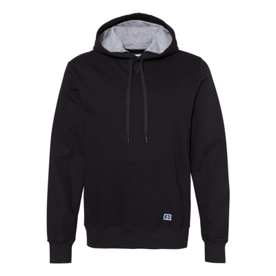 Russell Athletic Cotton Rich Fleece Hooded Sweatshirt In Black