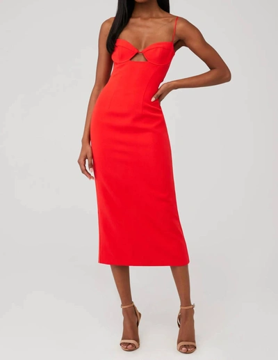 BARDOT VIENNA MIDI DRESS IN FLAME ORANGE