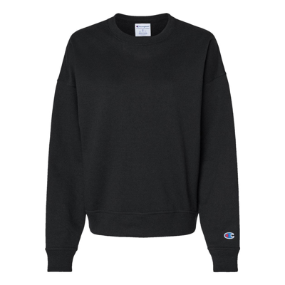 Champion Women's Powerblend Fleece Crewneck Sweatshirt In Black