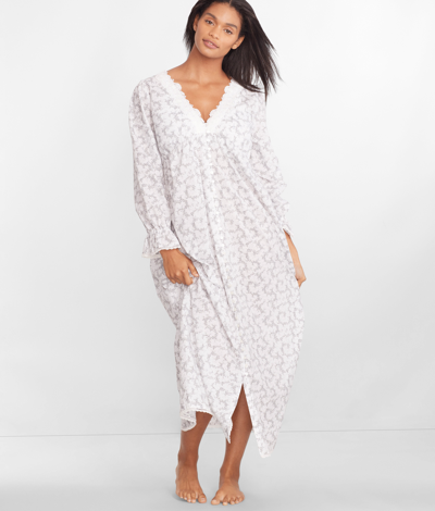 Eileen West Button-front Woven Robe In Grey Scroll