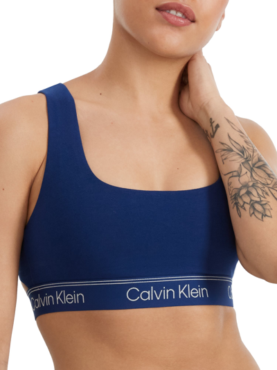 Calvin Klein Womens Blue Depths Athletic Racerback Cotton-stretch Bralette