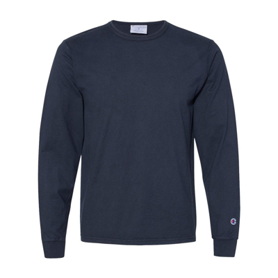 Champion Garment-dyed Long Sleeve T-shirt In Blue