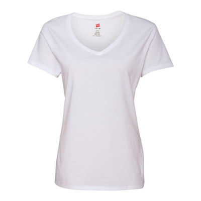 Hanes Perfect-t Womens V-neck T-shirt In White