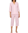 Lauren Ralph Lauren Further Lane Capri Knit Pajama Set In Pink Stripe