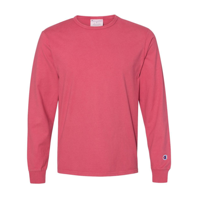Champion Garment-dyed Long Sleeve T-shirt In Pink