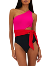 Beach Riot Carlie Cutout One-shoulder Tie Waist One-piece Swimsuit In Multi