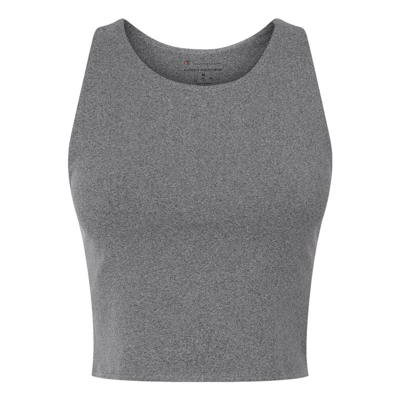 Champion Women's Ribbed Soft Touch Racerback Crop Top In Ebony Heather