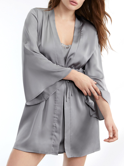 Flora Nikrooz Women's Ember Solid Luxe Woven Wrap Robe In Blue