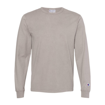 Champion Garment-dyed Long Sleeve T-shirt In Grey