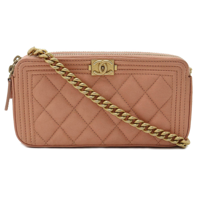 Pre-owned Chanel Boy Leather Wallet () In Pink