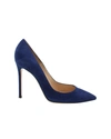 GIANVITO ROSSI GIANVITO 105 POINTED TOE PUMPS IN NAVY BLUE SUEDE