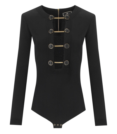 Elisabetta Franchi Black Bodysuit With Buttons