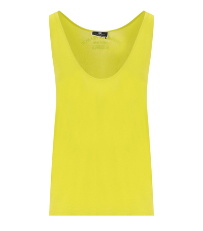 Elisabetta Franchi Cedar Top With Embroidered Logo In Yellow