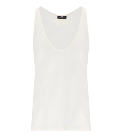 Elisabetta Franchi Ivory Top With Embroidered Logo