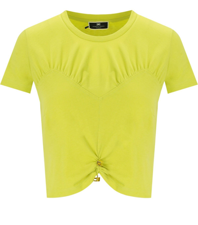 Elisabetta Franchi Cedar Cropped T-shirt In Yellow