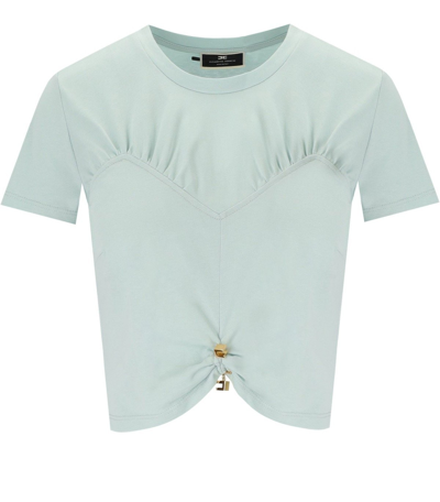 Elisabetta Franchi Acqua Cropped T-shirt In Green