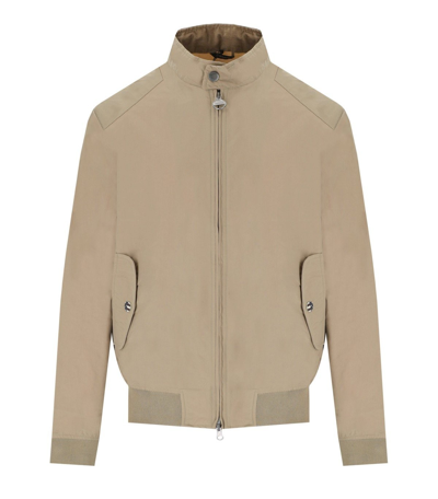Barbour Logo Embroidered Zipped Bomber Jacket In Beige