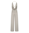 Elisabetta Franchi Pearl Grey Jumpsuit With Accessory In Grey
