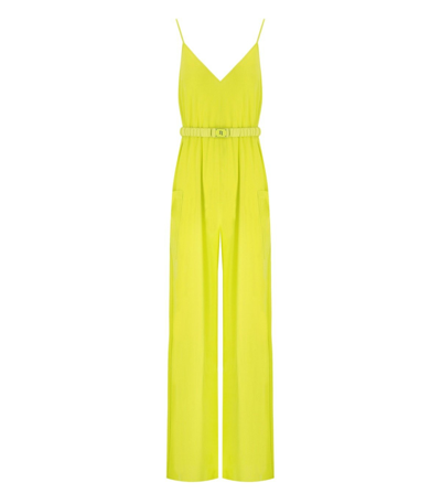 Elisabetta Franchi Wide-leg Belted Jumpsuit In Yellow