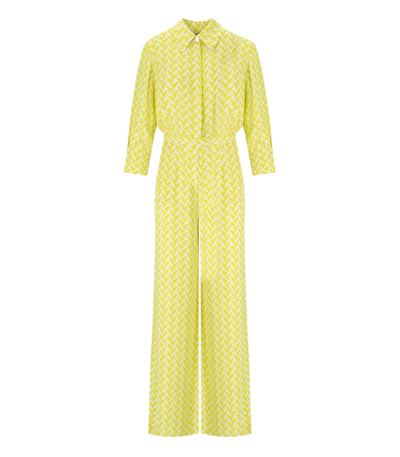 Elisabetta Franchi Cedar And Butter Monogram Jumpsuit In Yellow