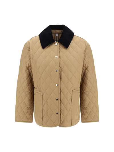 Burberry Diamond Quilted Jacket In Camel