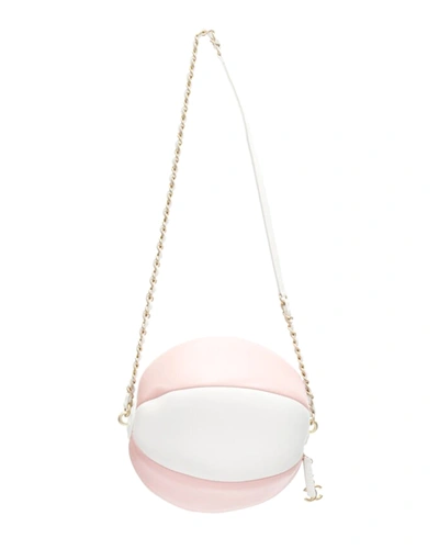 Pre-owned Chanel 2019 Runway Beach Ball Cc Pink White Calfskin Gold Chain Crossbody Bag