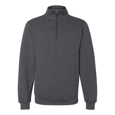 Russell Athletic Dri Power Quarter-zip Cadet Collar Sweatshirt In Black