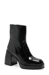 Free People Ruby Shine Womens Patent Leather Block Heel Ankle Boots In Black Patent