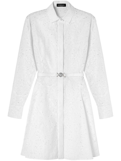 Versace Barocco Sangallo Shirt Dress In White