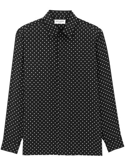 Saint Laurent Camicia A Pois In Black