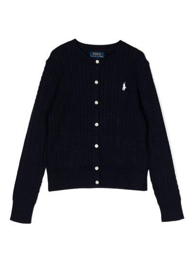 Ralph Lauren V-neck Knit Cardigan In Blue