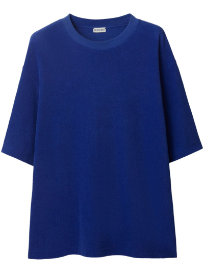 Burberry T-shirt In Spugna Di Cotone In Blue
