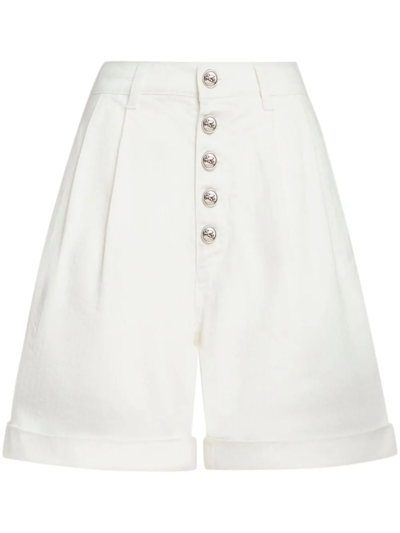 Etro High-waist Cotton Bermuda Shorts In White