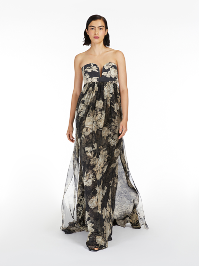 Max Mara Acerbo Strapless Floral Silk-chiffon Gown In Multi