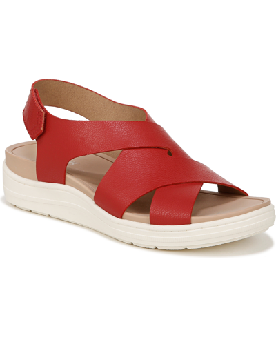 Dr. Scholl's Women's Time Off Sea Slingbacks In Heritage Red Fax Leather