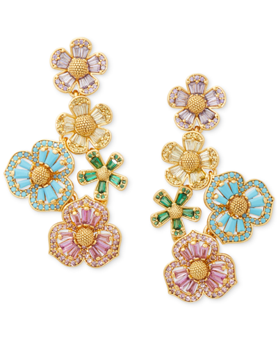 Kate Spade Gold-tone Fleurette Cluster Drop Earrings In Multi