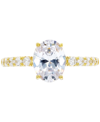 Macy's Cubic Zirconia Oval Ring In 14k Gold-plated Sterling Silver In Gold