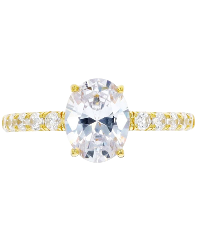 Macy's Cubic Zirconia Oval Ring In 14k Gold-plated Sterling Silver